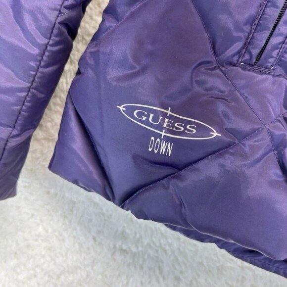 GUESS Quilted Down Puffer Jacket Womens Small Purple Coat Winter Mountains - Picture 5 of 9